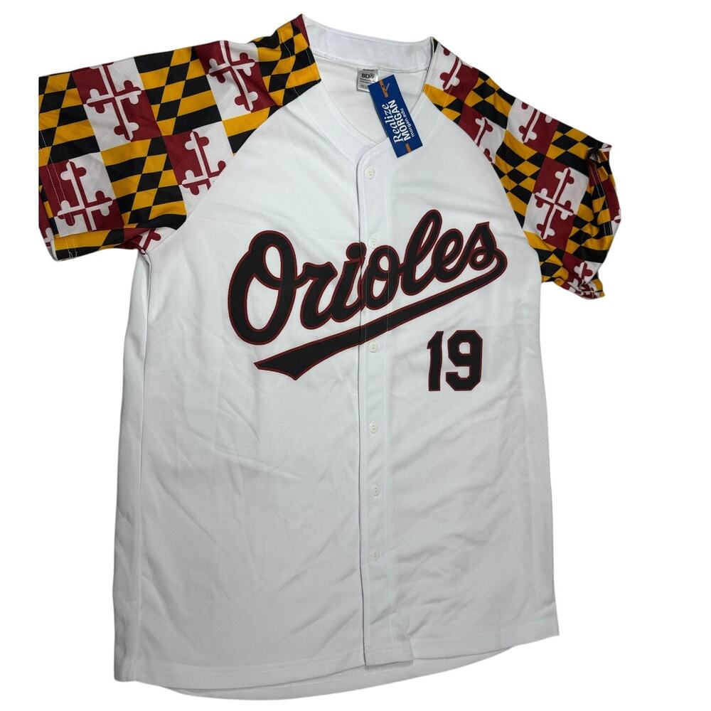 Morgan State University Baseball Jersey Orioles 9 Size Medium White Yellow NEW